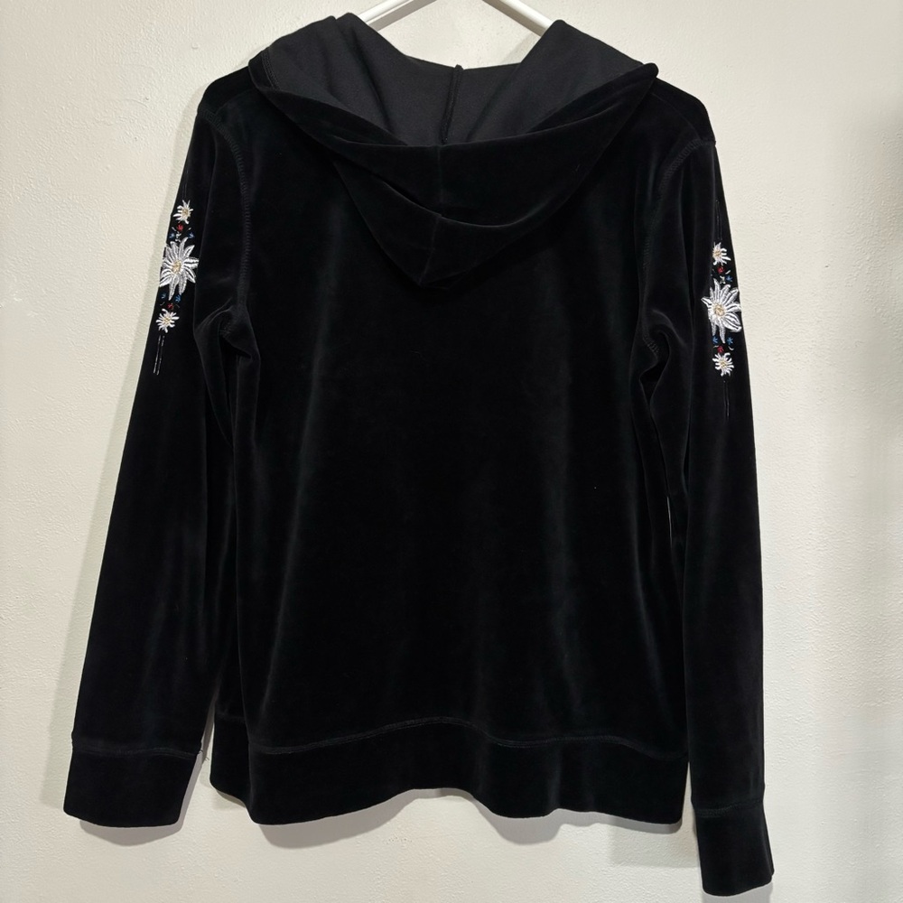Y2K Vintage Embroidered Velvet Floral Track Sweater Top Size Medium Style & Co. - Picture 12 of 14